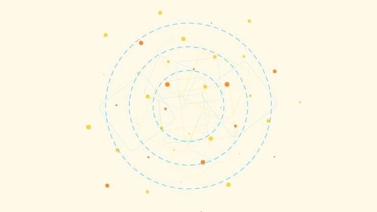 Abstract Motion Graphic of Rotating Geometric Shapes and Dots