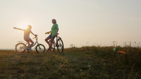 A-woman-and-a-child-ride-bicycles-2