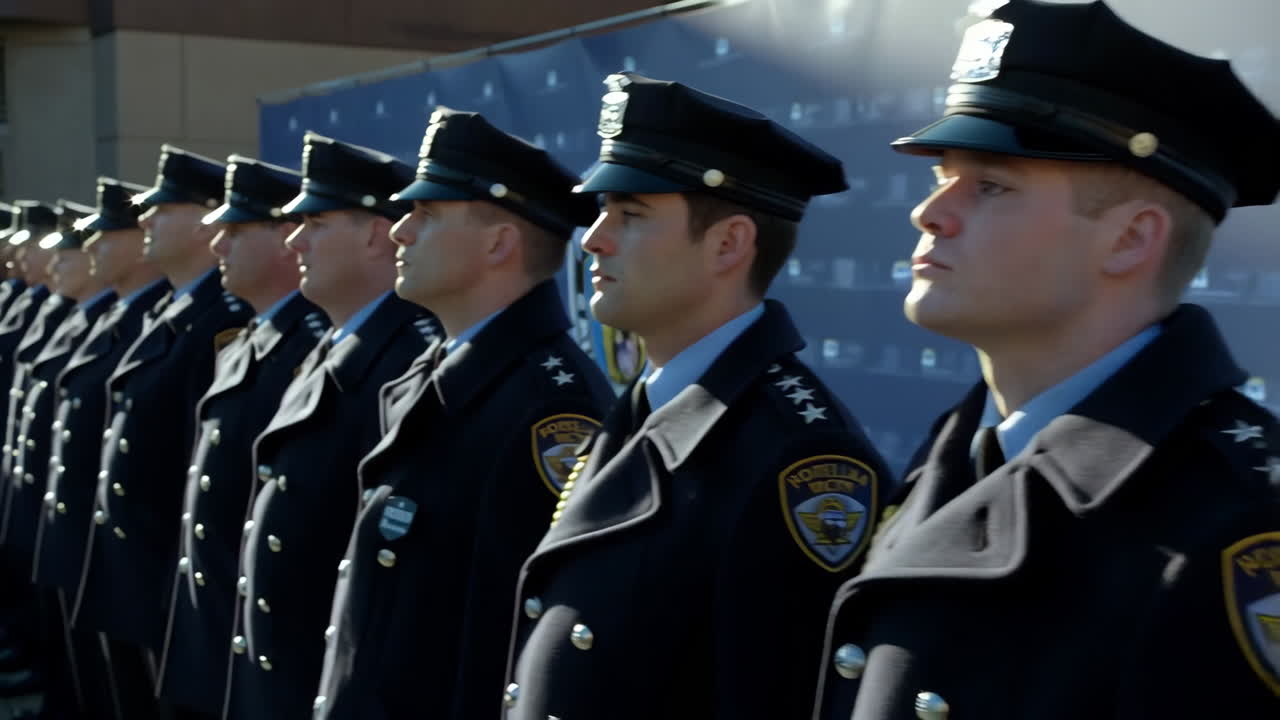 Police Officers in Formal Uniform Standing in Formation