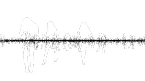 el contorno de la multitud de personas de pie en el fondo blanco animación