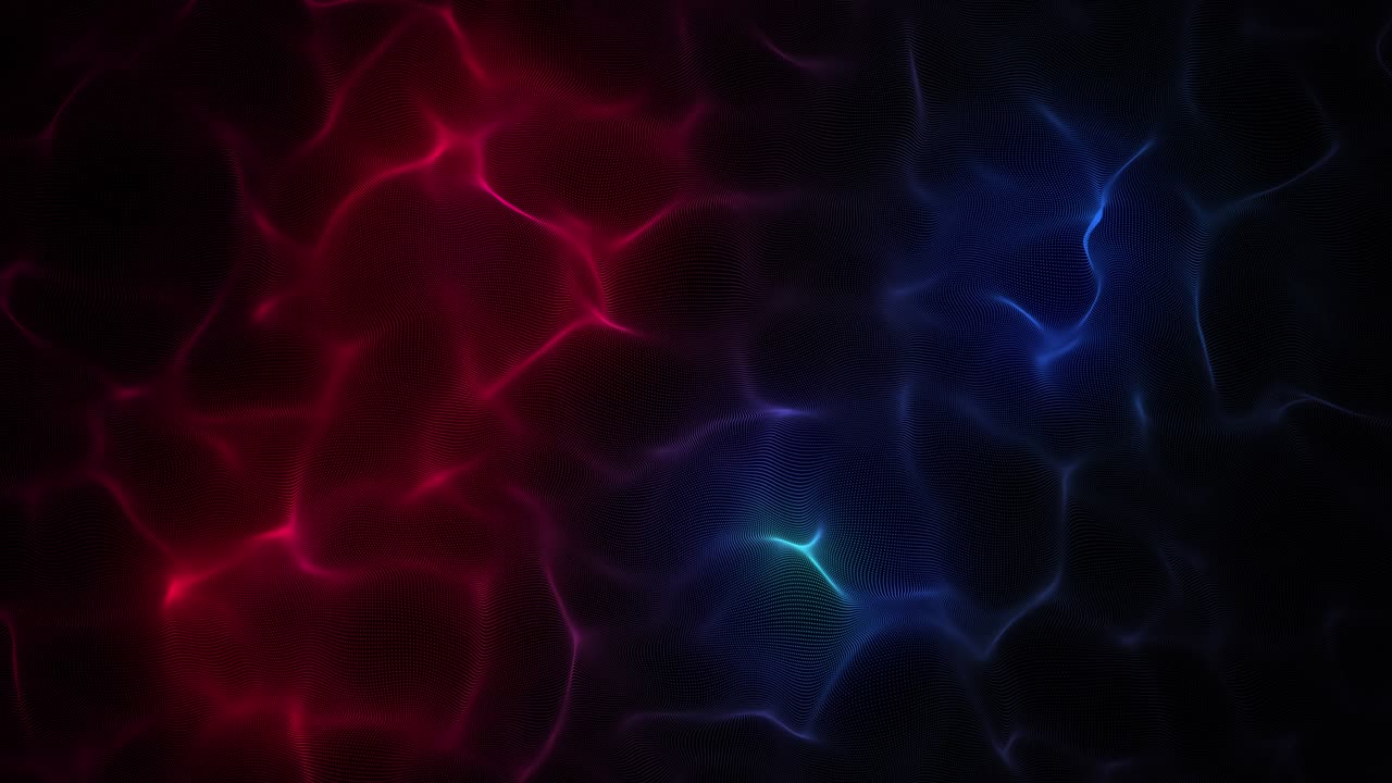 fondo de partículas abstractas con puntos de bucle rojo y azul 4k