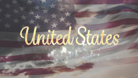 united states text and the us flag