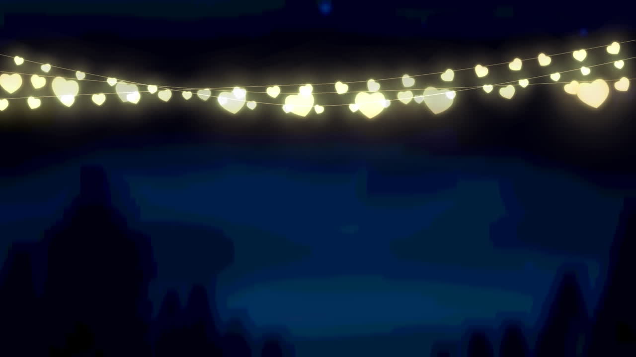 Animation of glowing fairy lights over black background