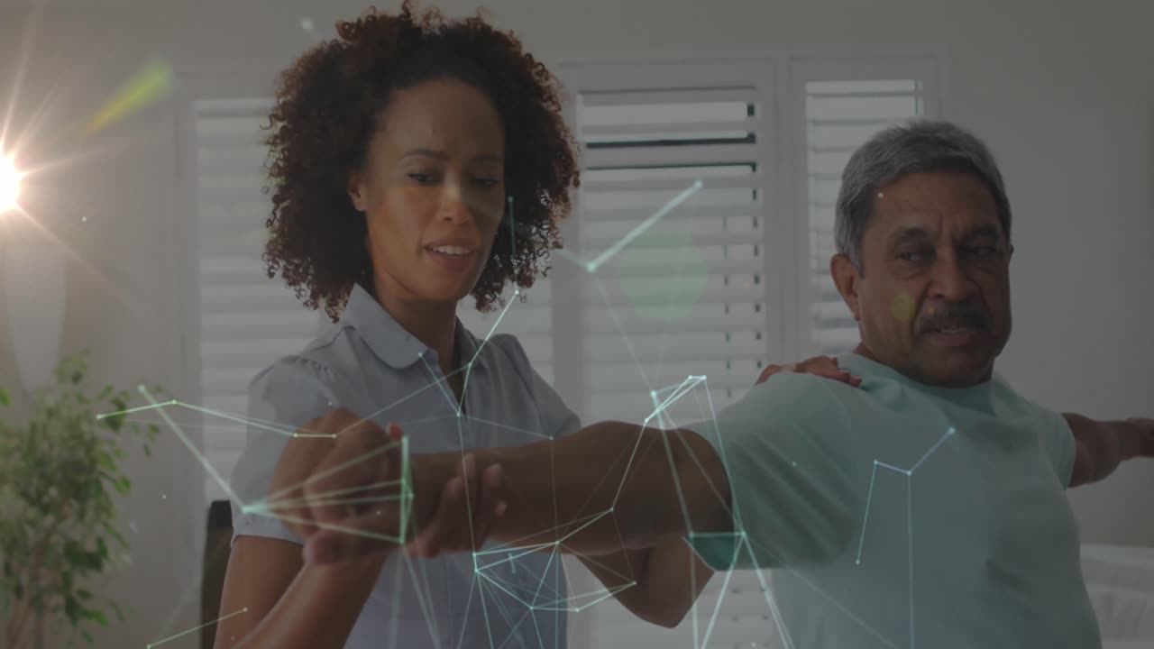 animación de conexiones a través de diversos ejercicios de médicos y pacientes