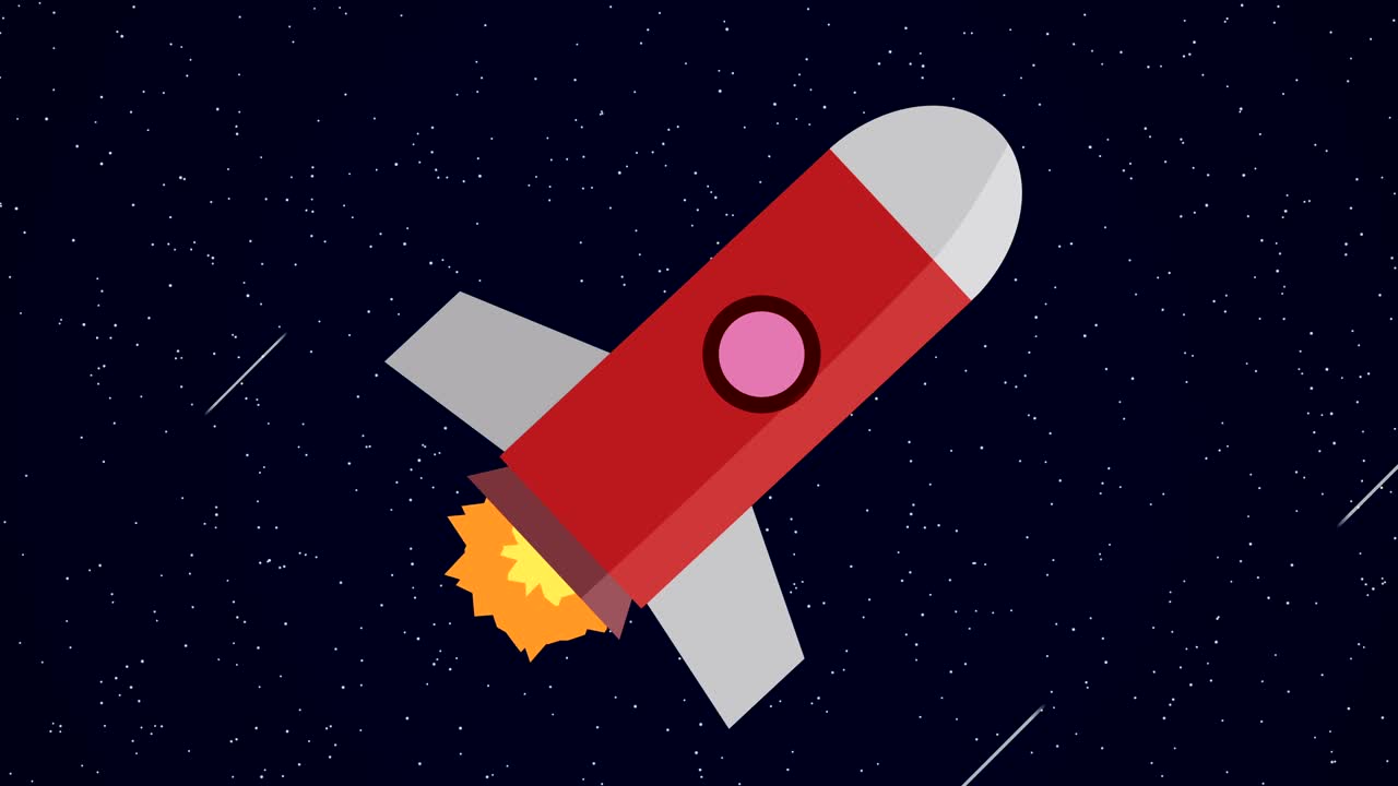 desenho animado foguete nave espacial vermelho