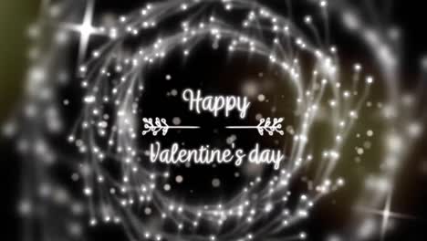 Animation of Happy Valentine&#039;s Day on black background