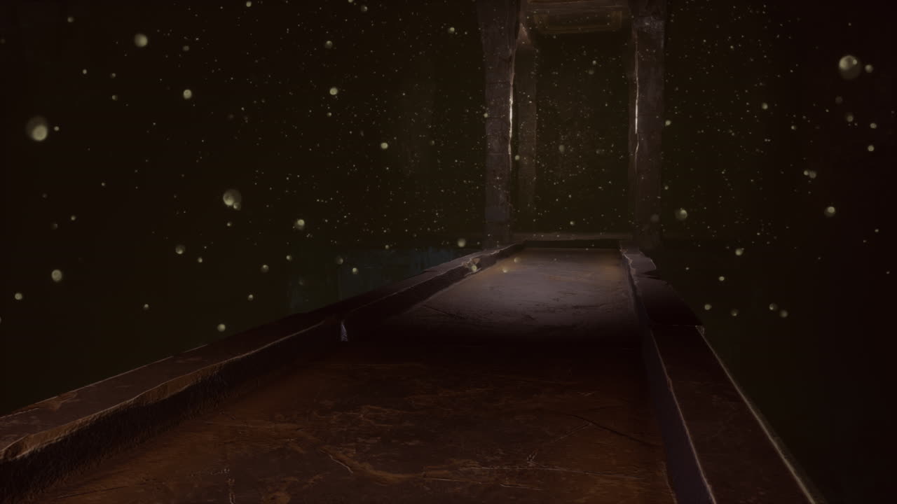 지하 세계 에 있는 오래된 돌 다리