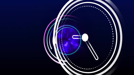 animation of clock and light trails on dark background