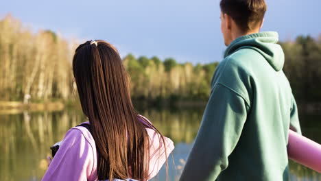 Couple-walking-in-the-forest