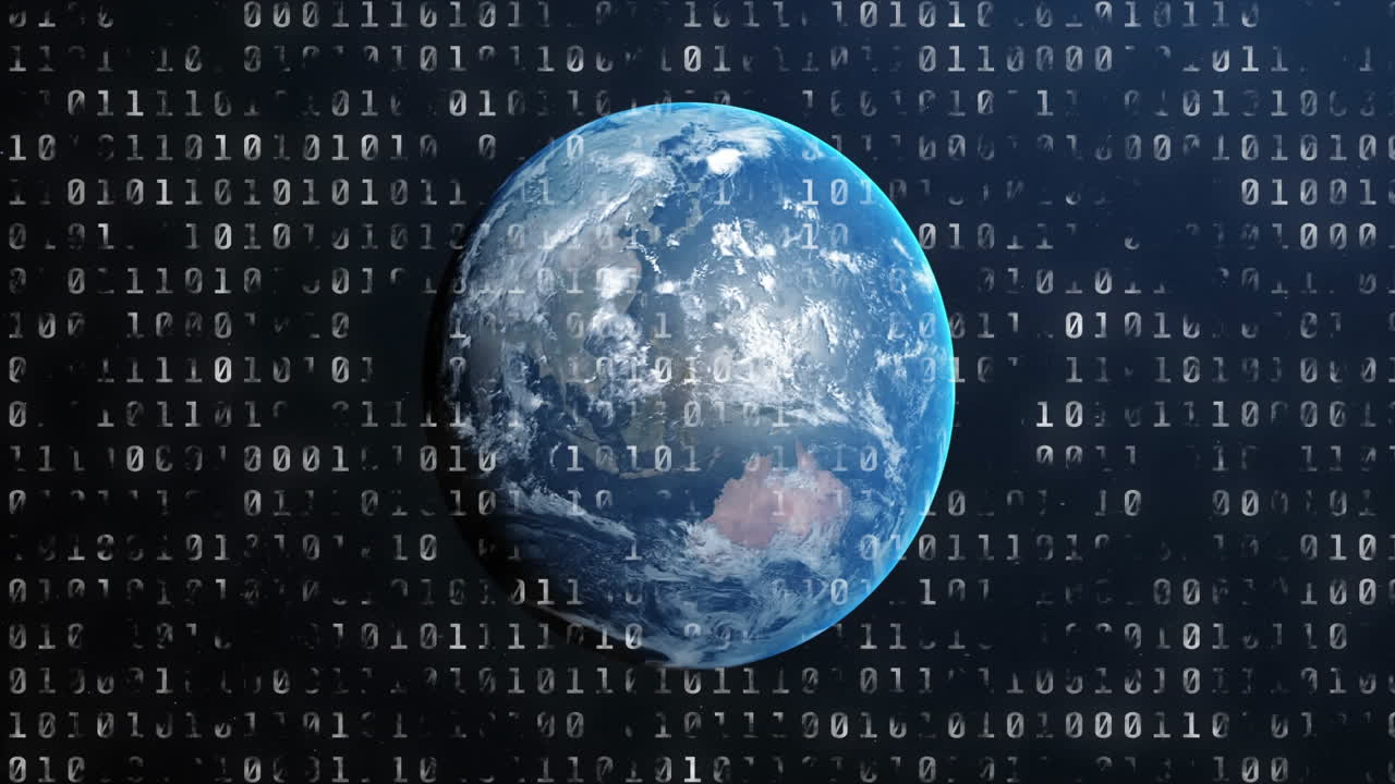 바이너리 코딩 디지털 데이터 프로세싱의 애니메이션