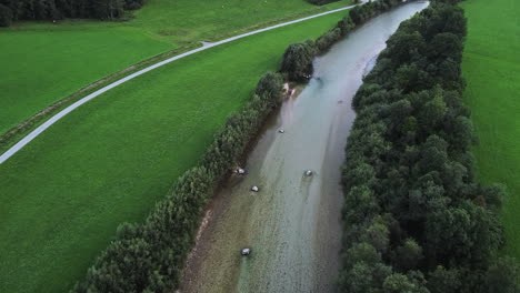 scenic riverbed in the austrian mountain landscape