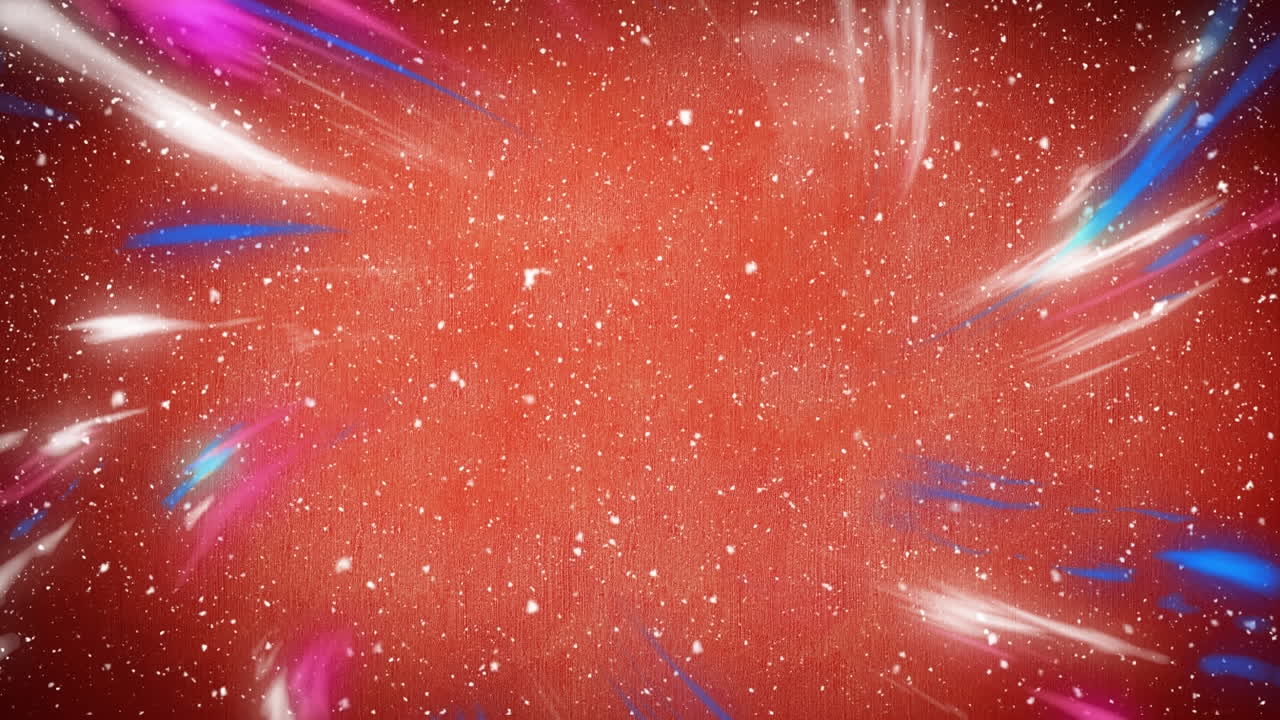 배경에 반 ⁇ 이는 빛의 흔적 위에 복사 공간과 함께 내리는 눈의 애니메이션