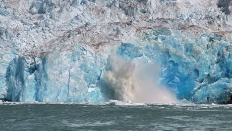 excellent close-up of alaska's sawyer glacier calving