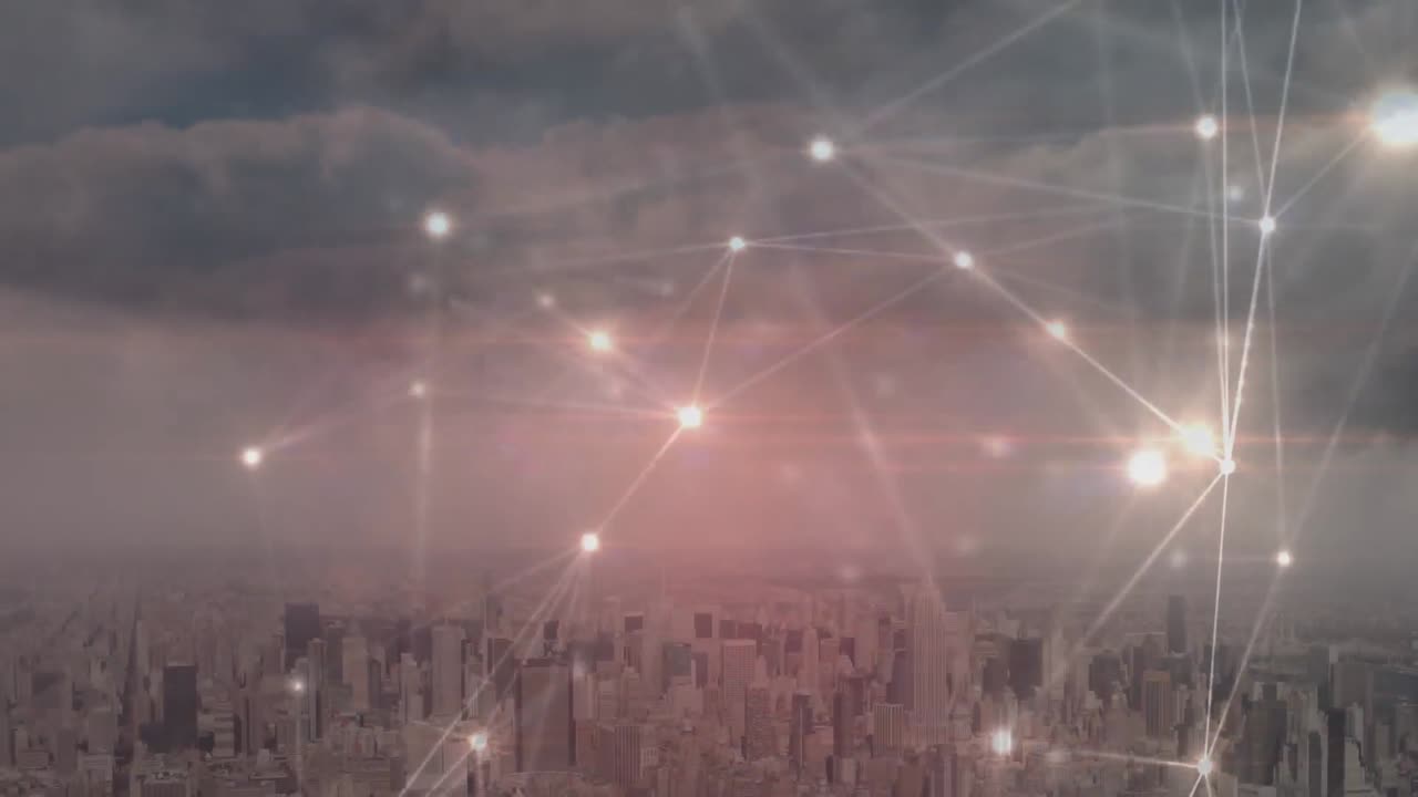 都市景観上の接続ネットワークのアニメーション