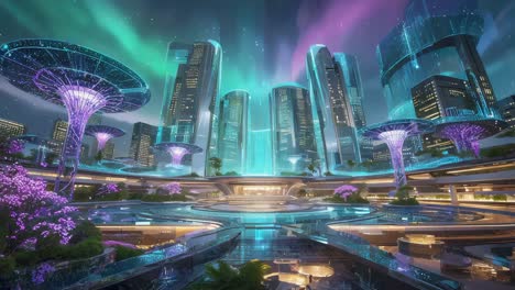 paisaje urbano futurista con arquitectura moderna