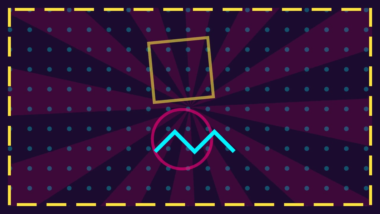Abstrakt motion graphics baggrund med geometriske former og sunburst mønster