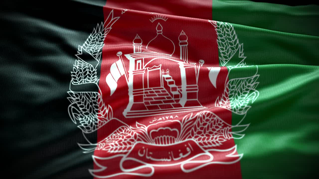Cinematic 4K country flag animation with realistic fabric, lighting, and shadows. Perfect for documentaries, news intros, national events, political content, or global brandingFlag of Afghanistan