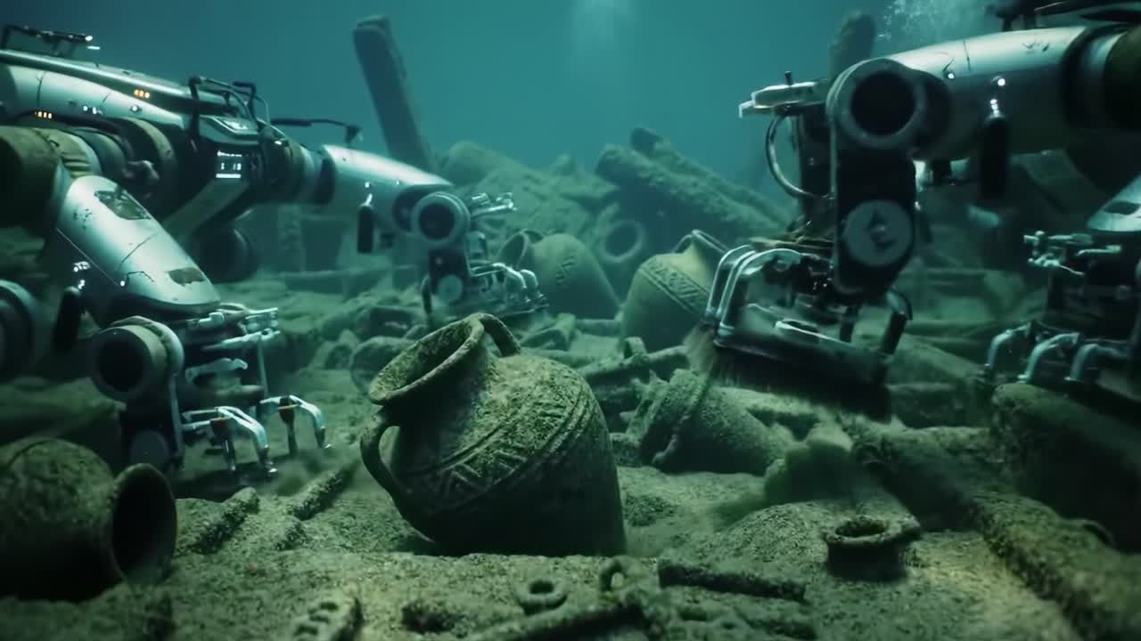 Exploring the Depths: Advanced Robotics Uncover Ancient artifacts and Treasures in a Mysterious Underwater Archaeological Site Activating the Secrets of the Ocean