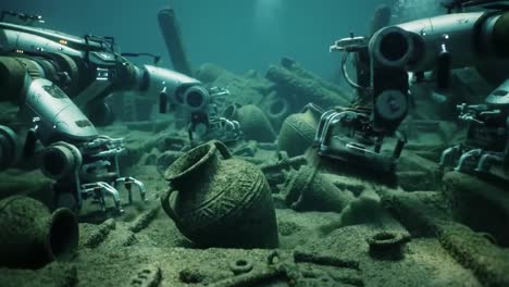 exploring the depths: advanced robotics uncover ancient artifacts and treasures in a mysterious underwater archaeological site activating the secrets of the ocean