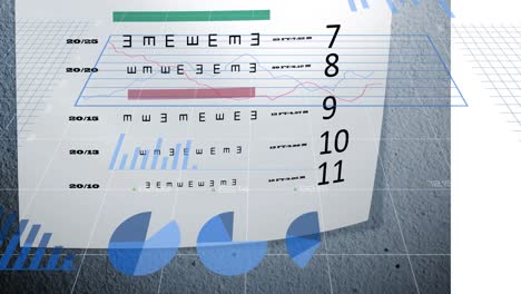 animation of financial graphs over paper and pavement