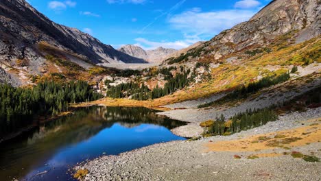 4K-Luftaufnahmen-Von-Drohnen-über-Blauen-Seen-In-Den-Rocky-Mountains-Von-Breckenridge,-Colorado-Im-Herbst