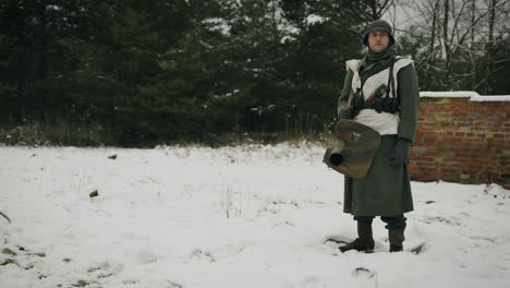 german soldier in winter uniform