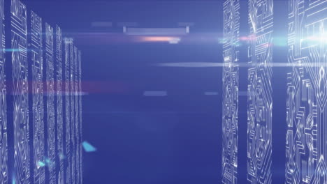 Microprocessor connections against blue background