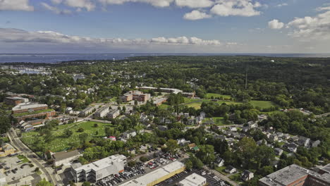 Annapolis-Maryland-Aerial-v20-flyover-residential-and-commercial-area-capturing-Bates-middle-school-grounds,-town-center-cityscape-and-Severn-river-views---Shot-with-Mavic-3-Pro-Cine---September-2023