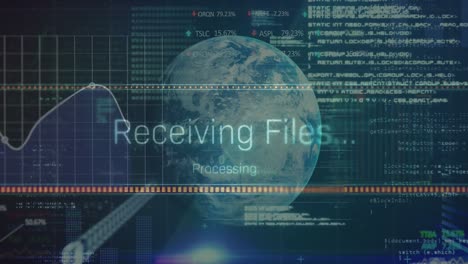 animation of data processing over globe and grid