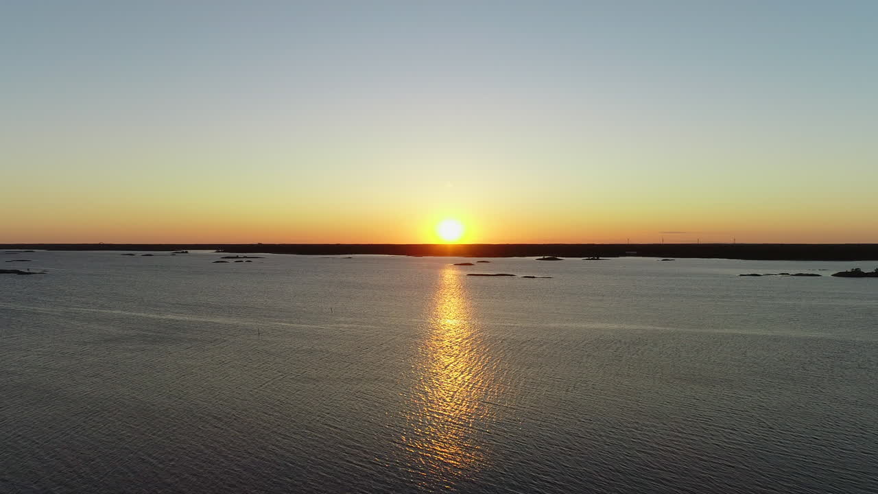 Drone footage of summer sunset in Finland