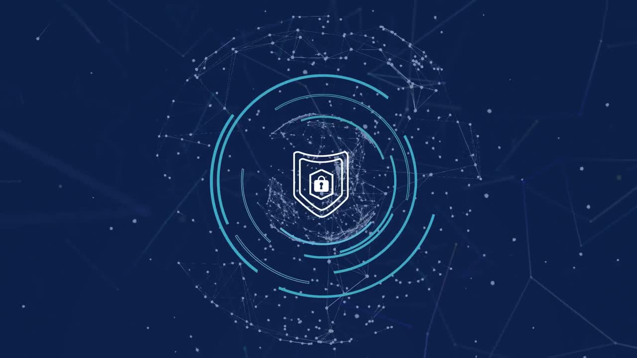 Animation of data processing on blue background