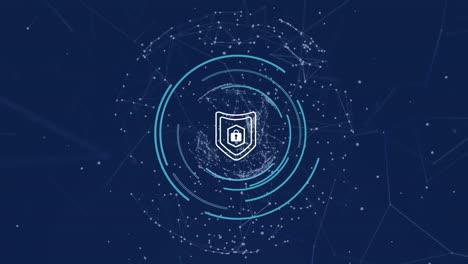 animación del procesamiento de datos sobre fondo azul