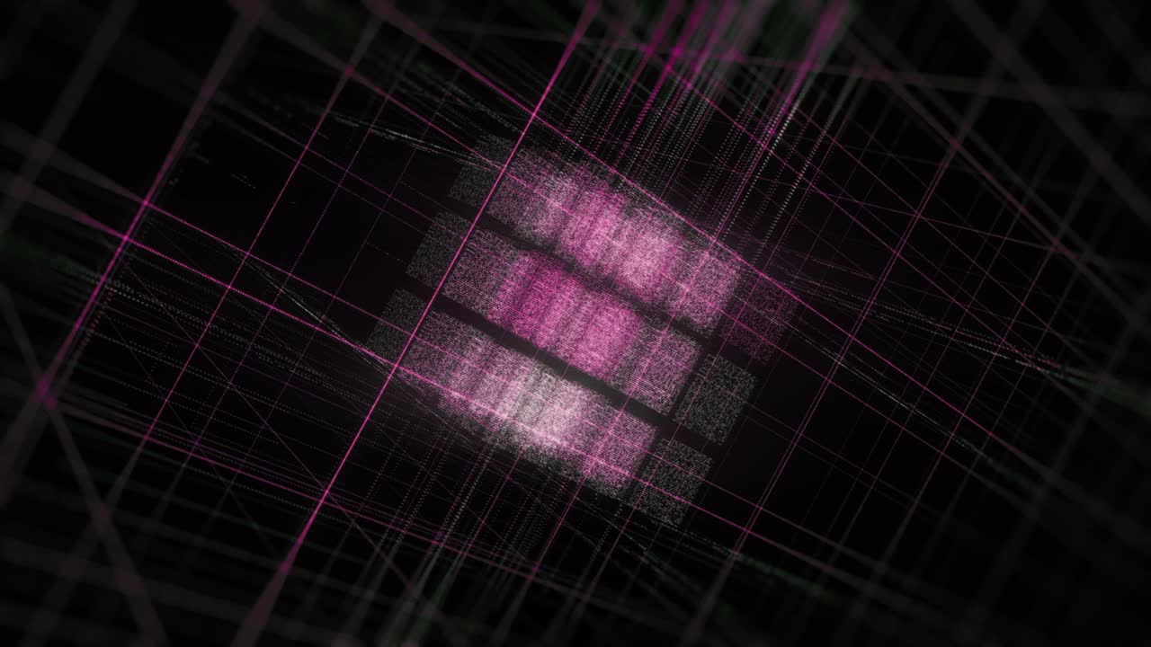 Abstract Digital Art - Glowing Pink Grid