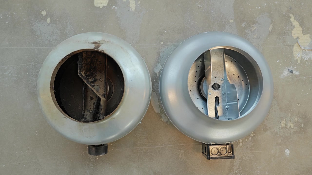 Comparing clogged ventilation fan with clean replacement for better airflow