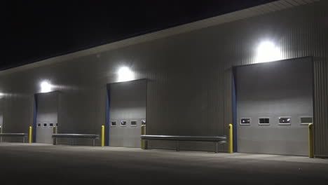 large exterior garage station in the winter at night