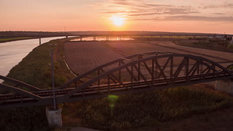 beautiful railroad bridge shot at sunrise