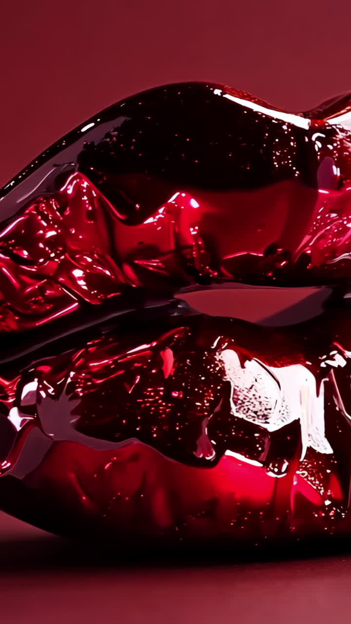 A red lip made of plastic. The lip is red and has a shiny, glossy appearance