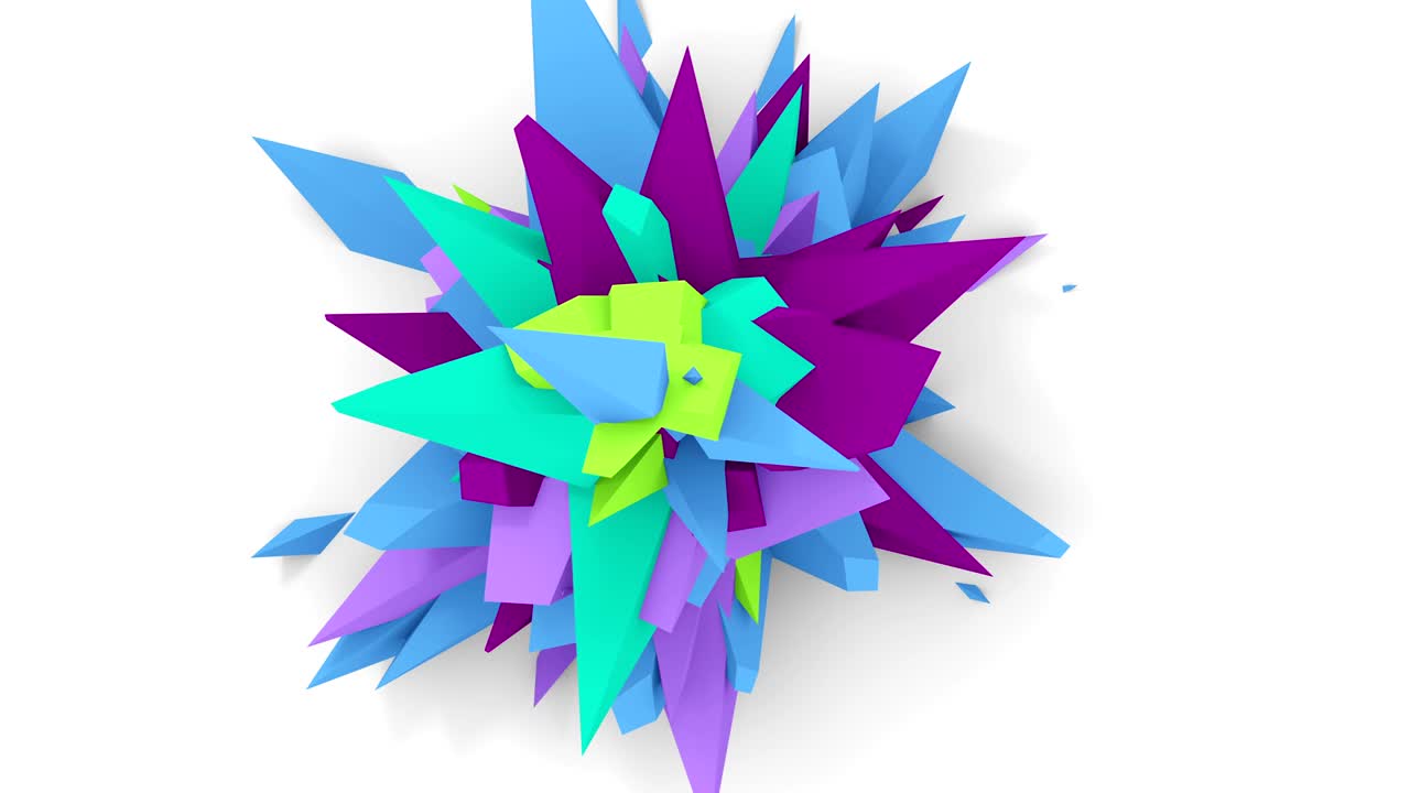 4K. Abstract Digital Flower. Version With Purple, Cyan And Blue Colors. Seamless Looped.