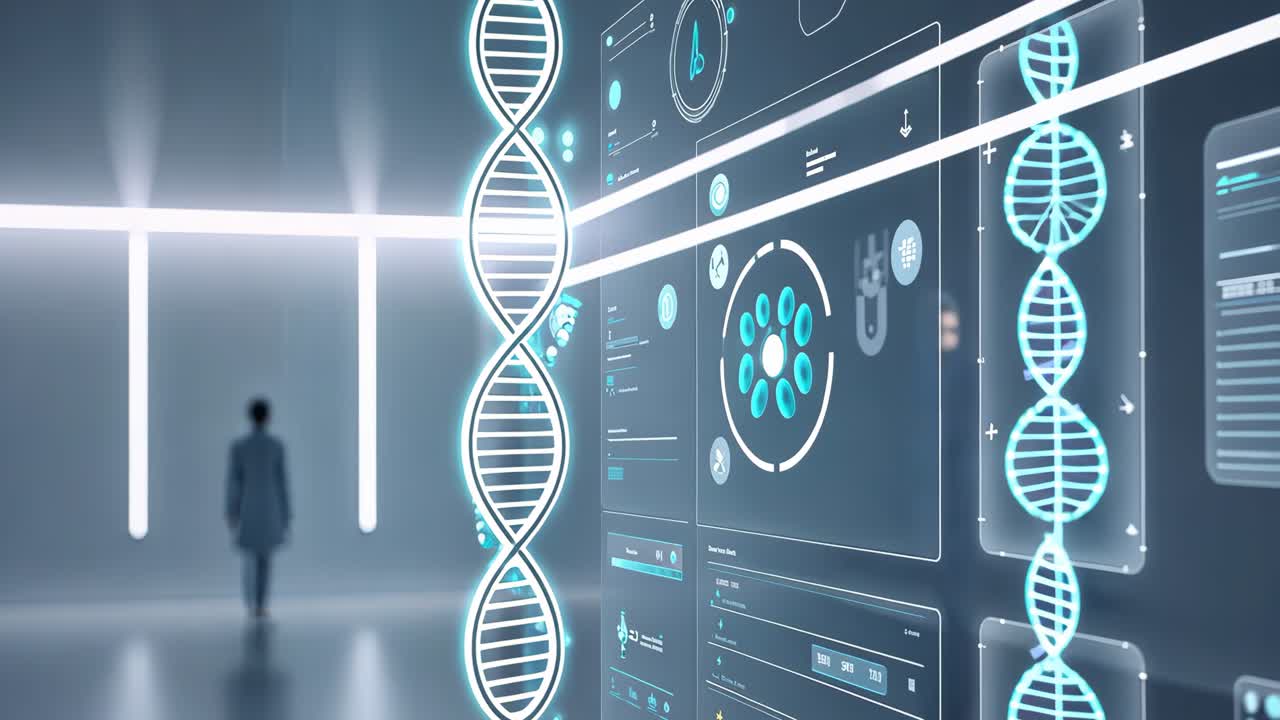 Futuristic Medical Technology Interface with DNA Analysis
