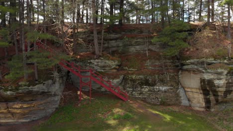 stairs leading to the top of a rock in a county park in wisconsin