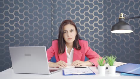 young business woman gets bad news and gets upset.