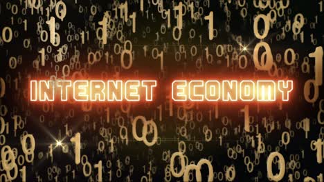 Golden Internet Economy concept with digital code