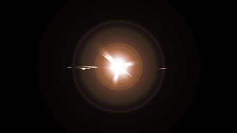 flashes de lente óptica brillante parpadeando y estallando para transiciones, títulos y superposición. 4k animación de bucle 3d flash de luz flash de lente con brillo giratorio y chispas de luz explotante.