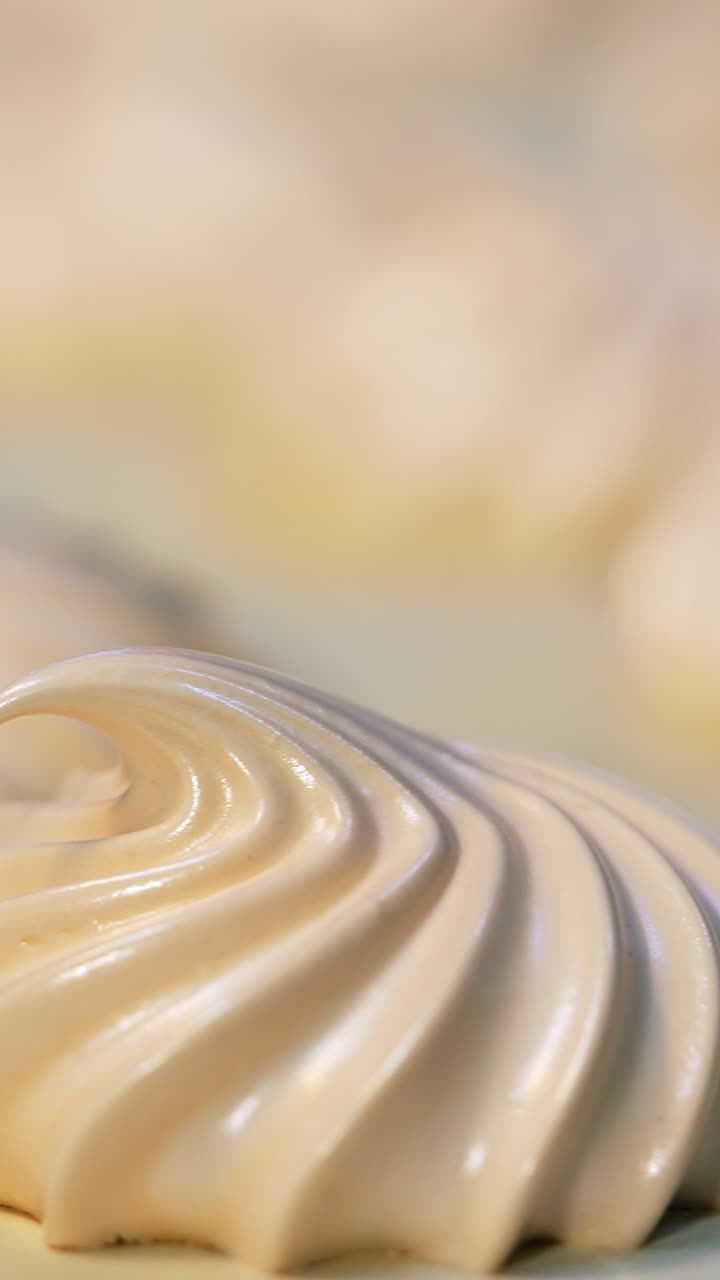 Candies marshmallow sweet food factory. Factory making marshmallow. Vertical video