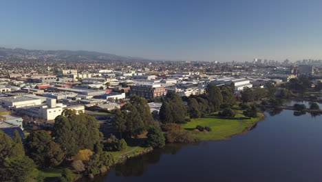 aerial drone shot over berkeley, san francisco. orbit