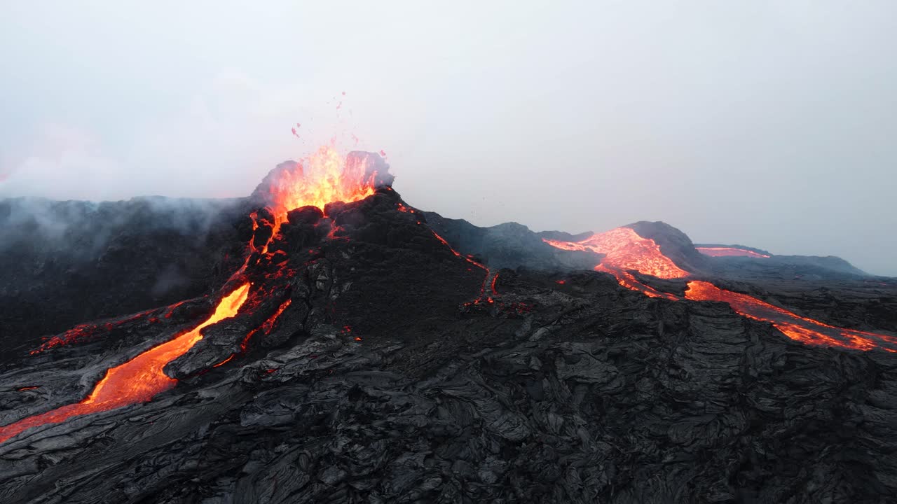 4K Drone aerial video of Iceland Volcanic eruption 2021
