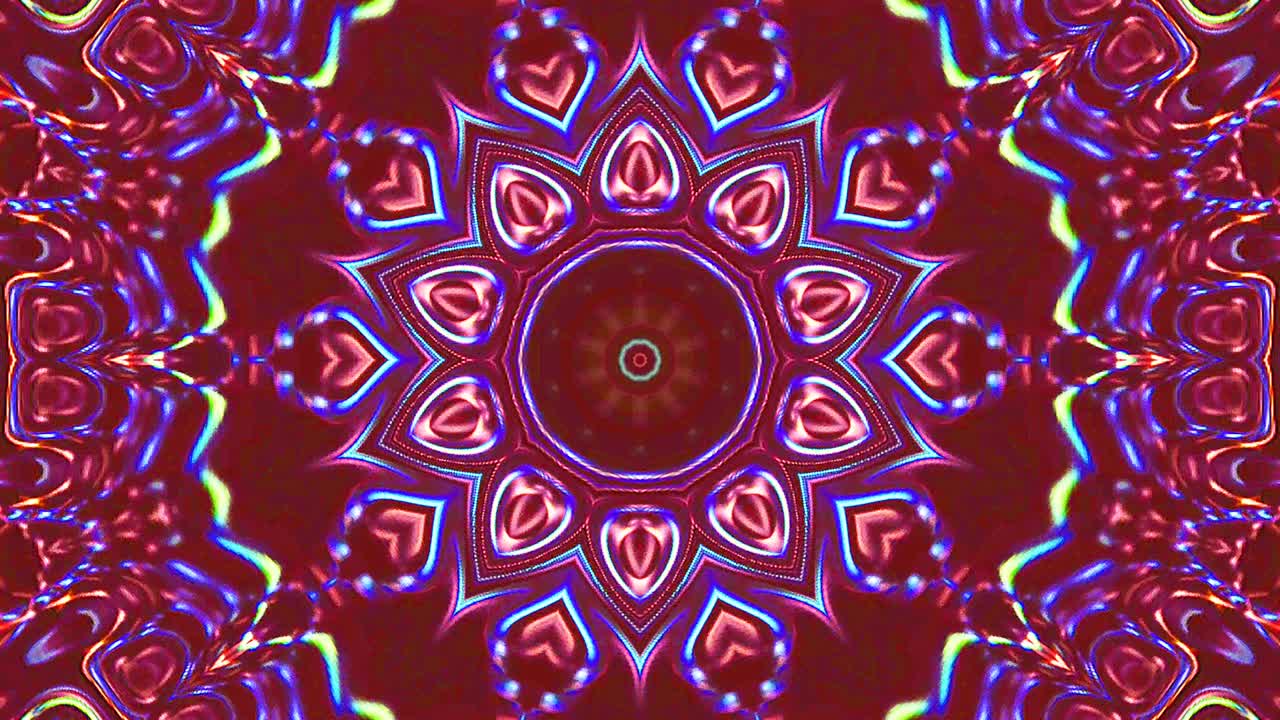 patrón de kaleidoscopio abstracto con colores completos. mandala mágica. 4k