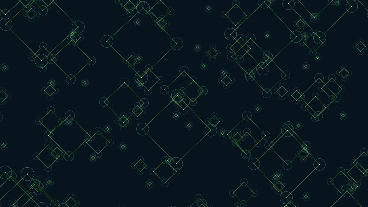 forma de cubos futuristas con puntos de neón en degradado oscuro