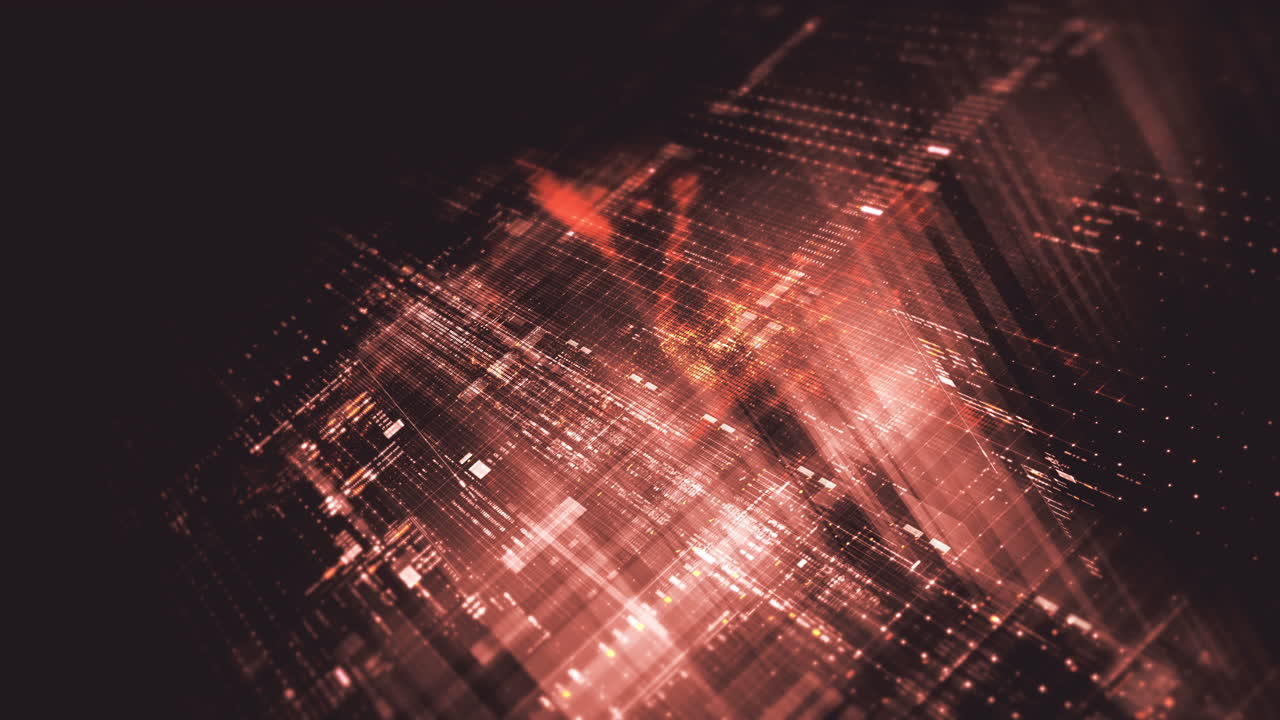 Futuristic data matrix AI simulation featuring metaverse inspired elements, an information network, and hi-tech digital data telemetry with encrypted numbers