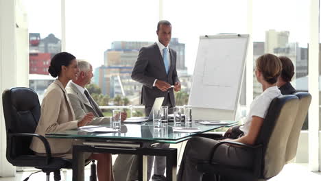 Business-people-chatting-before-presentation